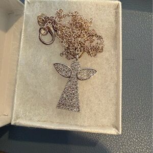 Sparkling Angel Pendant Necklace in Rose Gold